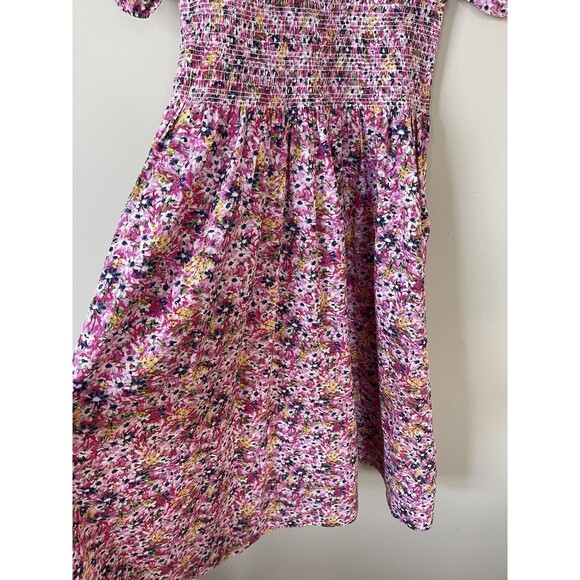J Crew Puff Sleeve Smocked Midi in Pink Floral Fields Preppy Dress Size L NWT - Picture 7 of 16
